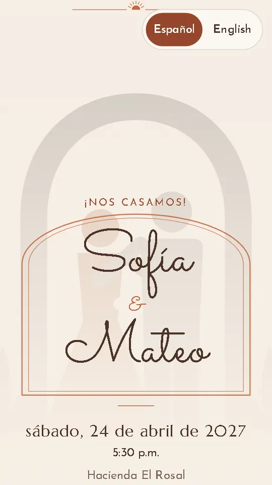 La primera pantalla del diseño Boho terracota, en un celular